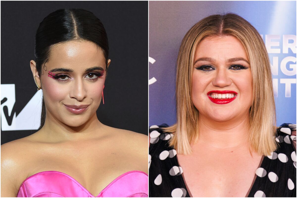 A split image of Camila Cabello and Kelly Clarkson.