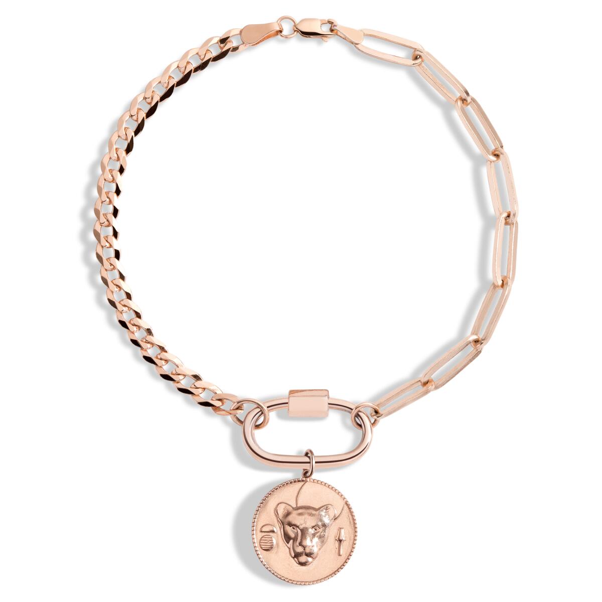A Lioness Collection rose gold bracelet.