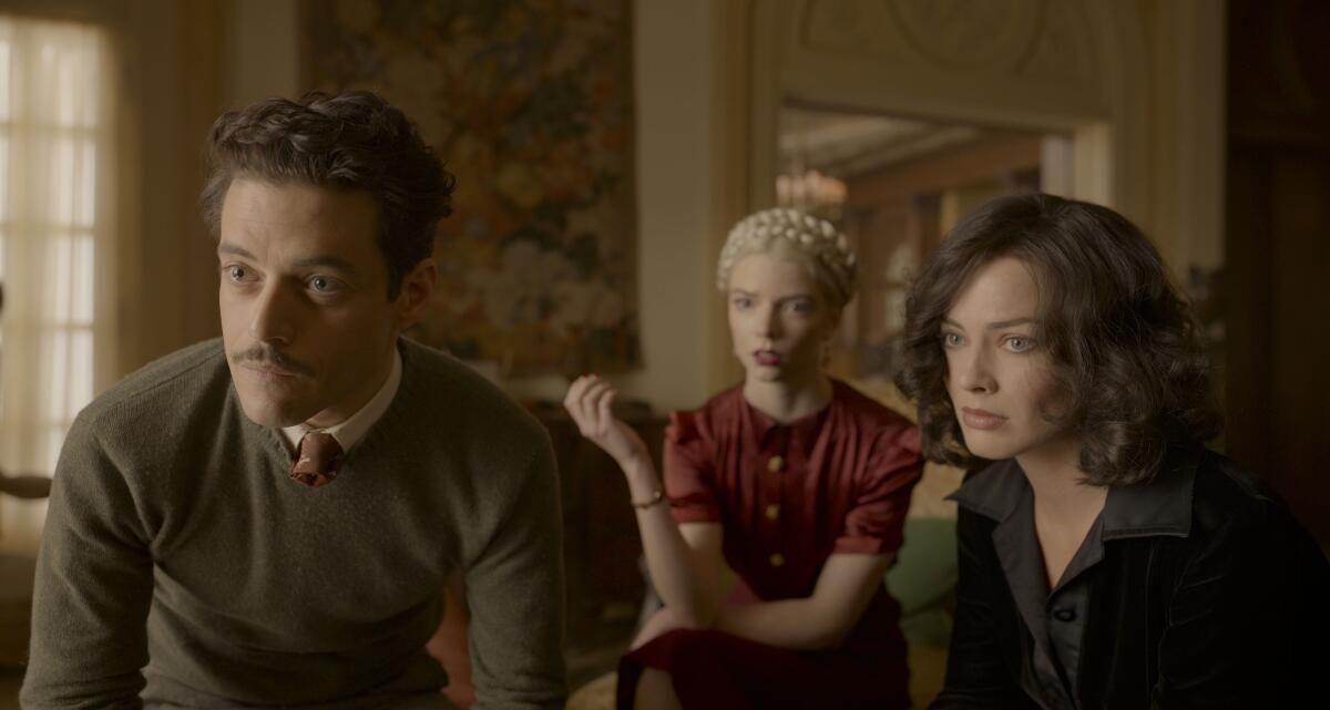 Rami Malek, Anya Taylor-Joy and Margot Robbie in 1930s clothing in the movie "Amsterdam."