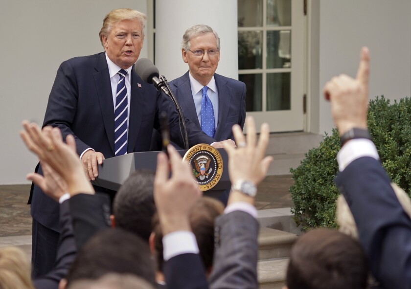 President Trump and Senate Majority Leader Mitch McConnell at the White House on Monday.