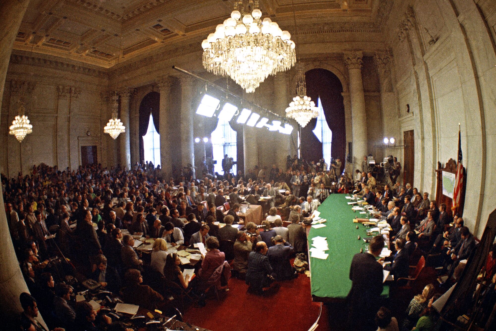 Senators hold a Watergate hearing in 1973.