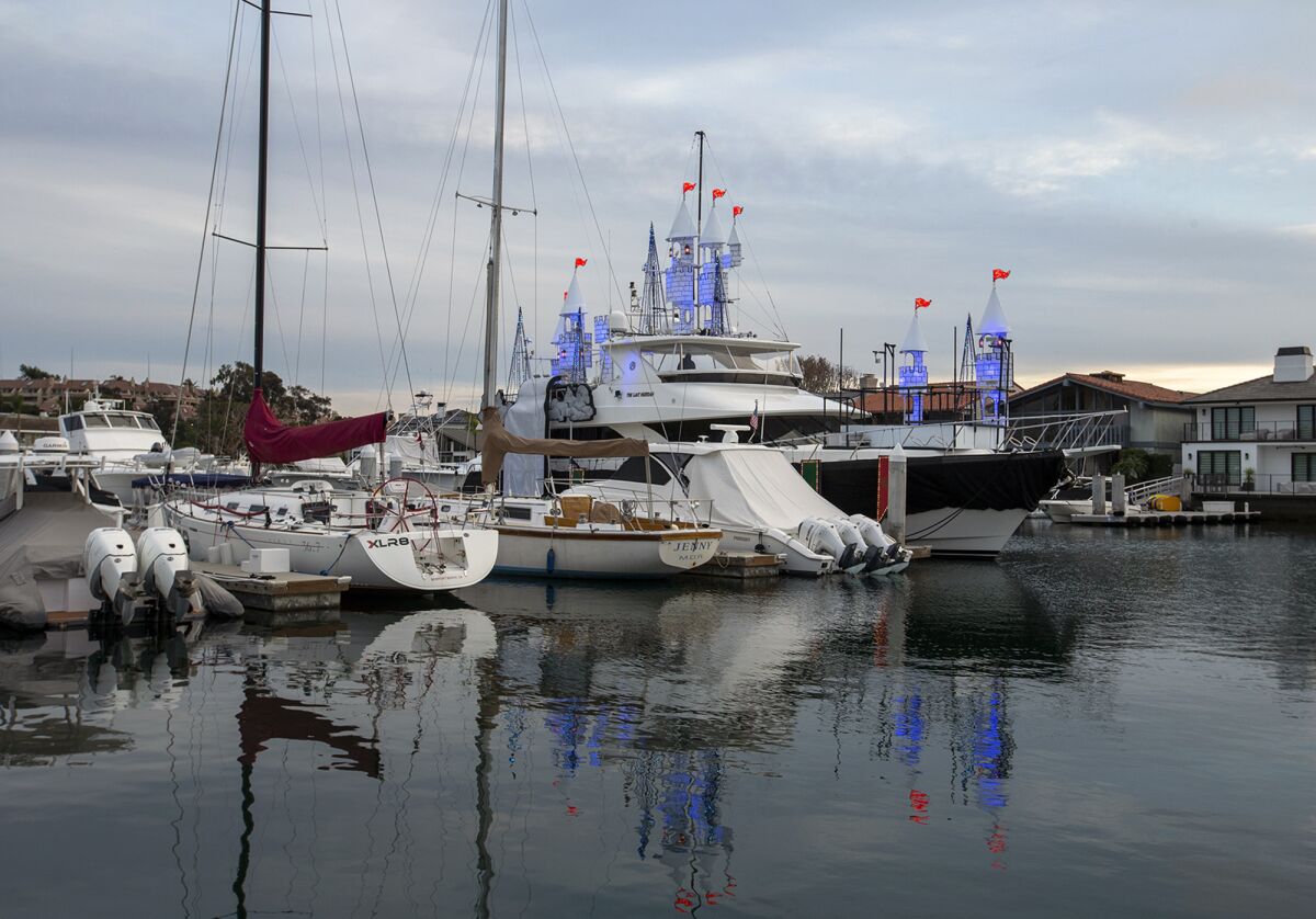 The Last Hurrah gets the finishing touches prior to the Newport Beach Christmas Boat Parade.
