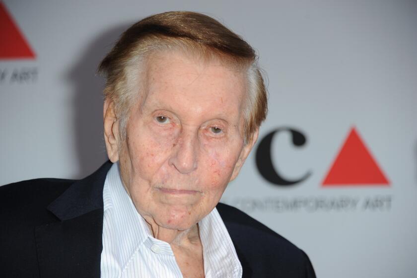 Sumner Redstone arrives at the 2013 MOCA Gala in April 2013.