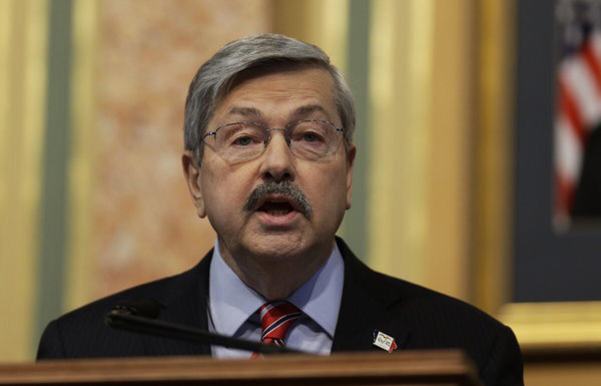 Iowa Gov. Terry Branstad delivers the annual Condition of the State address before a joint session of the Iowa Legislature in Des Moines.