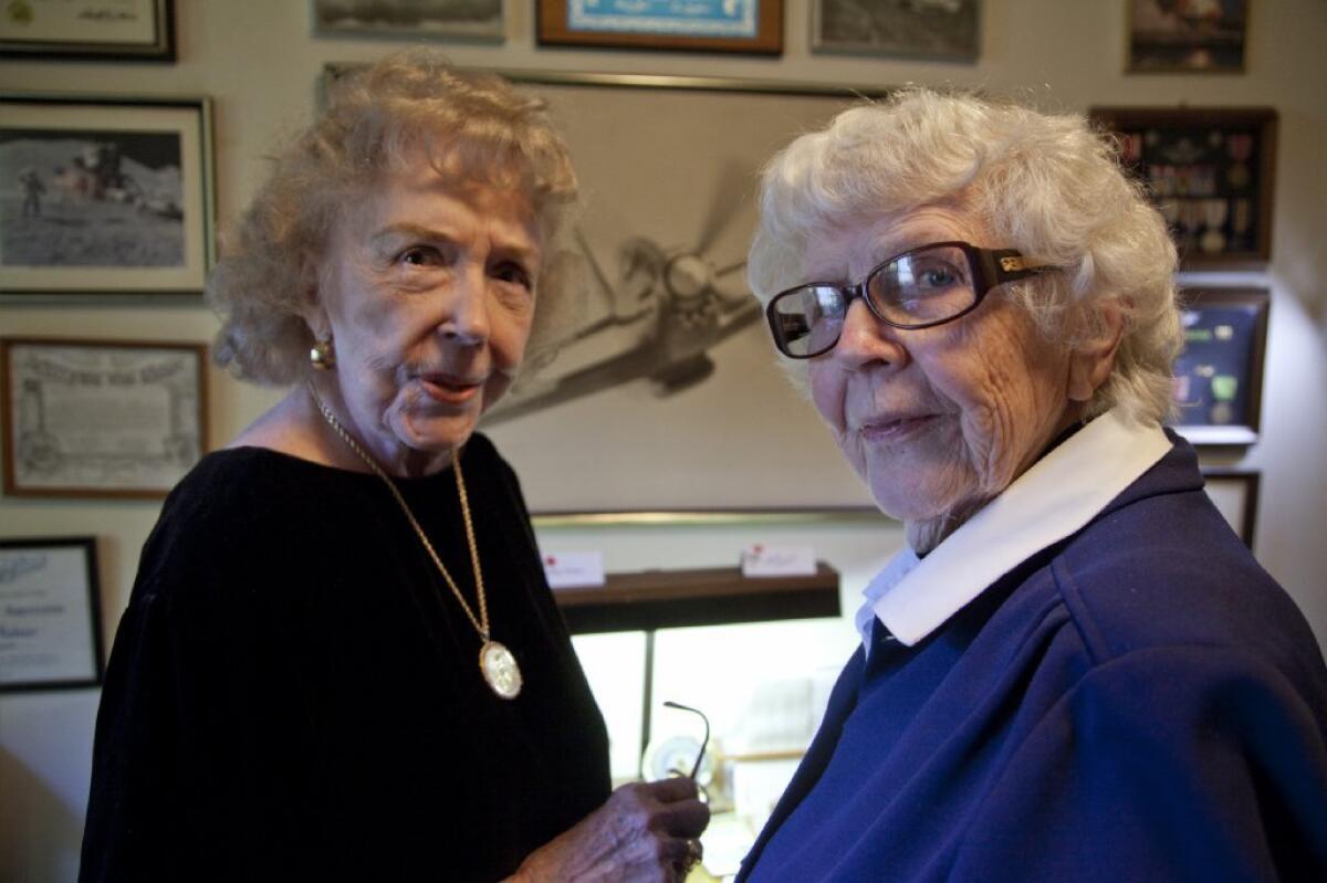 Alyce Rohrer, left, and Flora Belle Reece, nearing 90, are friends from World War II.