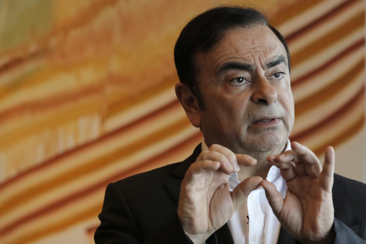 Former Nissan-Renault Chairman Carlos Ghosn in April 2018 during an interview in Hong Kong.