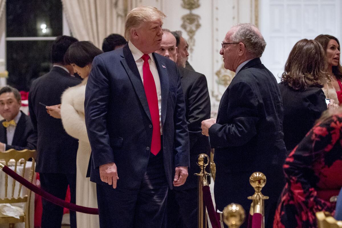 President Trump, left, and Alan Dershowitz.