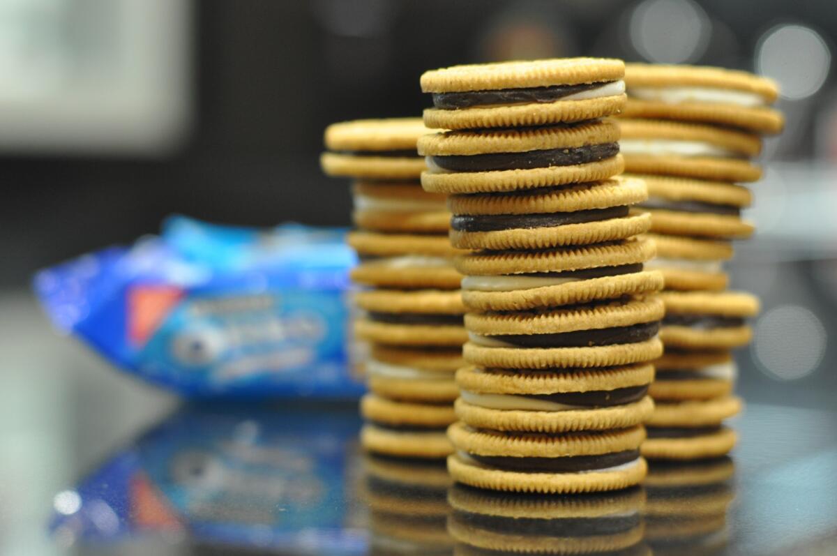The new s'mores-flavored Oreos are a mix of graham cracker cookies, chocolate and marshmallow creme filling.