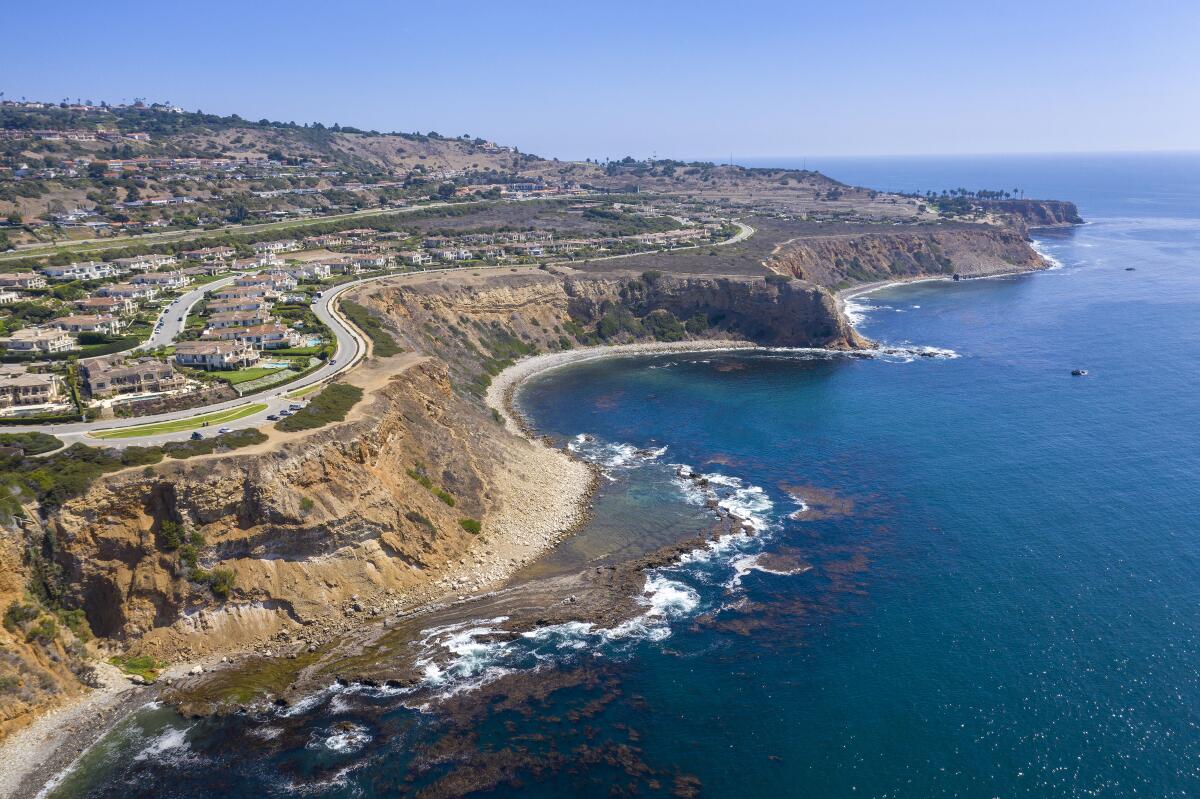 An aerial view of California coastline 