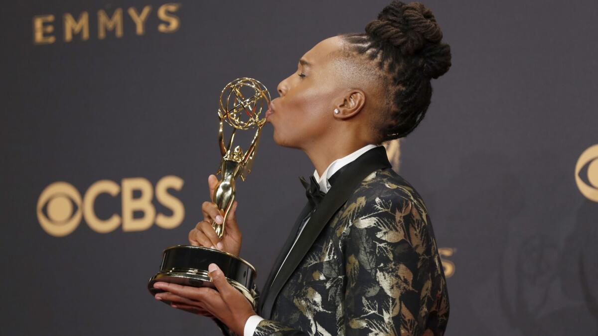 "Master of None?'s" Lena Waithe with her Emmy Award.