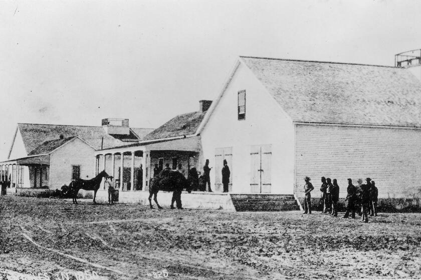 Wilmington––Drum Barracks with camels around 1850. Credit: Historical Collection Security First National Bank.