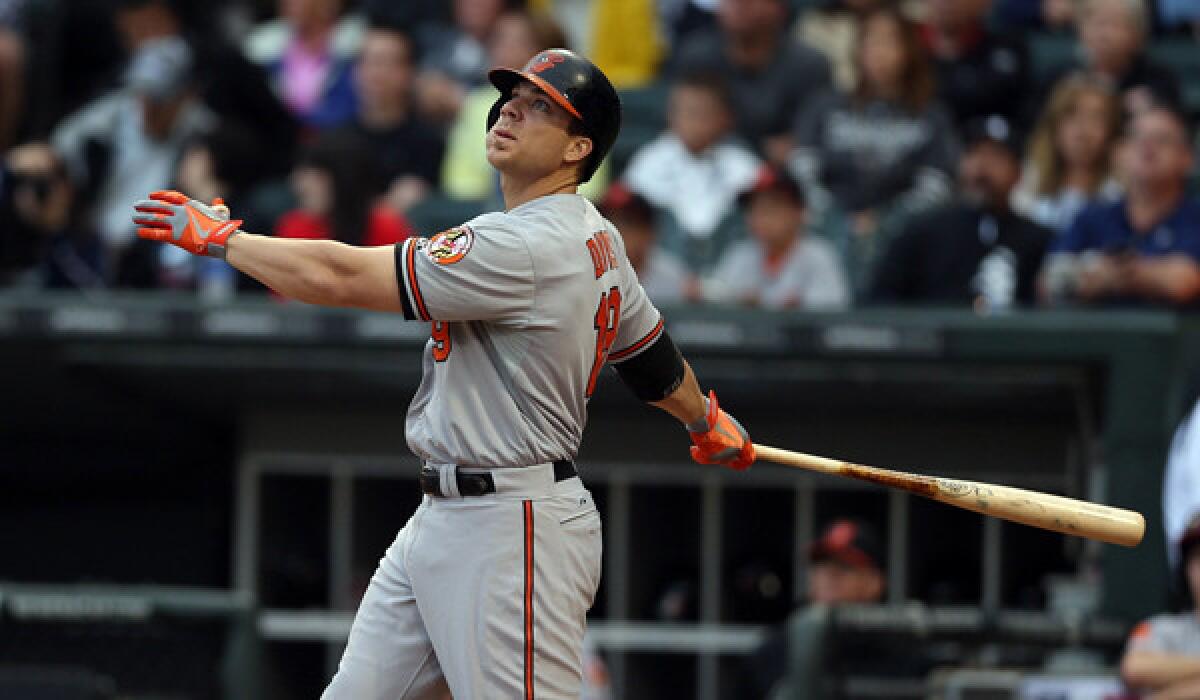 Baltimore's Chris Davis hits a home run during a game against the Chicago White Sox on July 3.