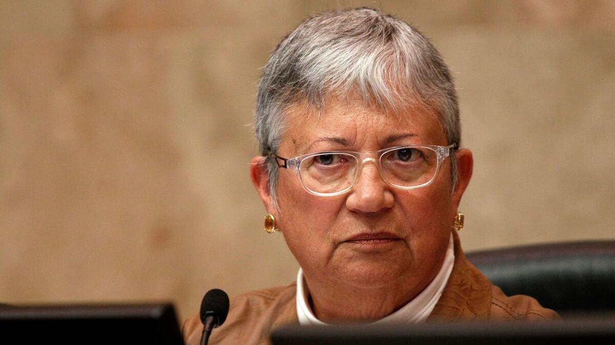 Mary Nichols chairs the Air Resources Board meeting held in Riverside. (Irfan Khan / Los Angeles Times)