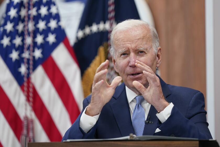 President Joe Biden speaks about the economy during a meeting with CEOs in the South Court Auditorium on the White House complex in Washington, Thursday, July 28, 2022. Biden was updated on economic conditions across key sectors and industries. (AP Photo/Susan Walsh)