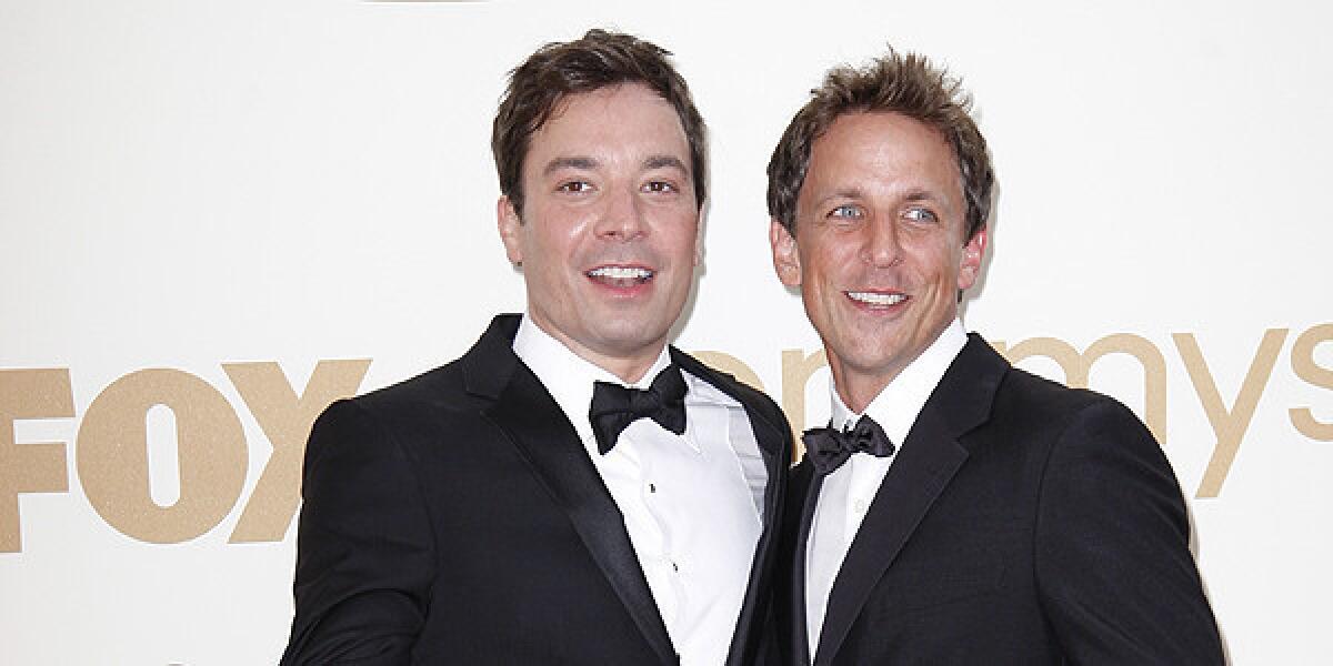 Jimmy Fallon and Seth Meyers at the 63rd Prime Time Emmy Awards Show.