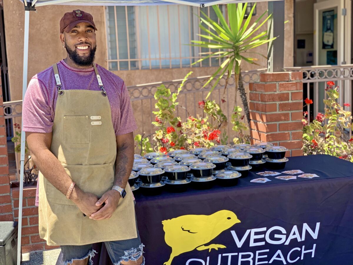 Stephan "Chefan" Houston, owner of Plate of Hue vegan catering in Compton