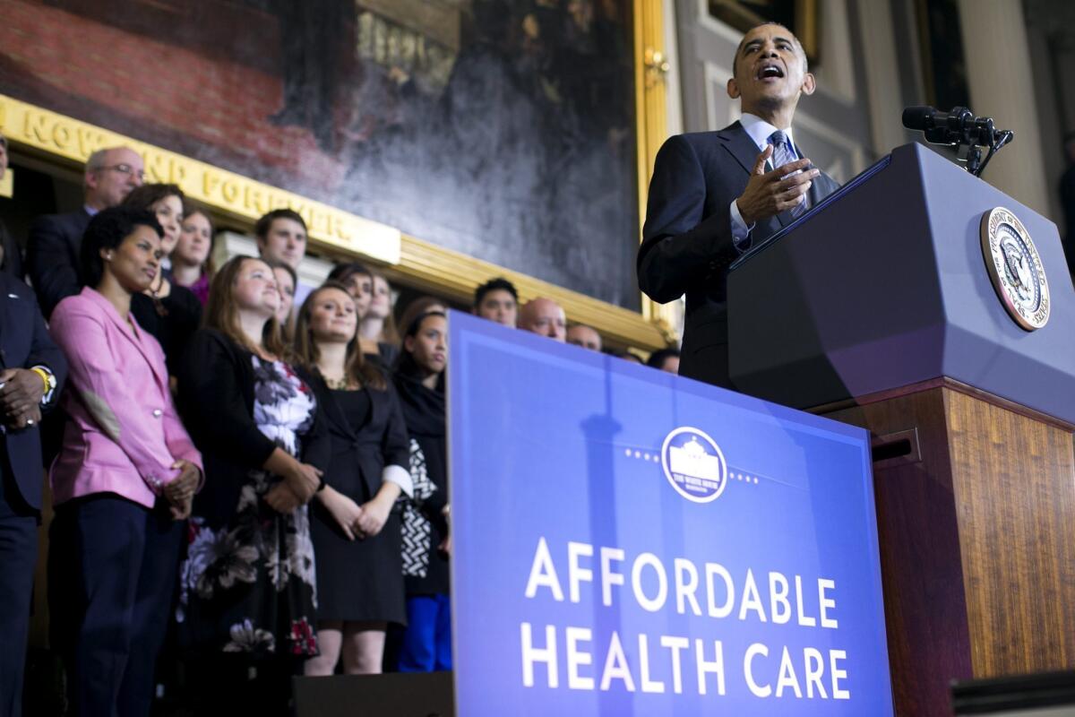 President Obama addressed the Affordable Care Act inside historic Faneuil Hall in Boston, Mass.