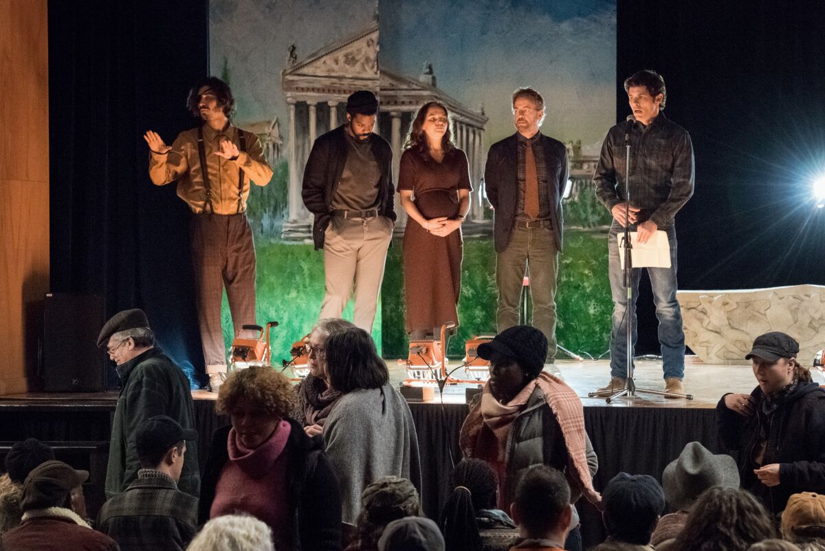 Nat Wolff, Jovan Adepo, Odessa Young, Greg Kinnear and James Marsden in "The Stand."