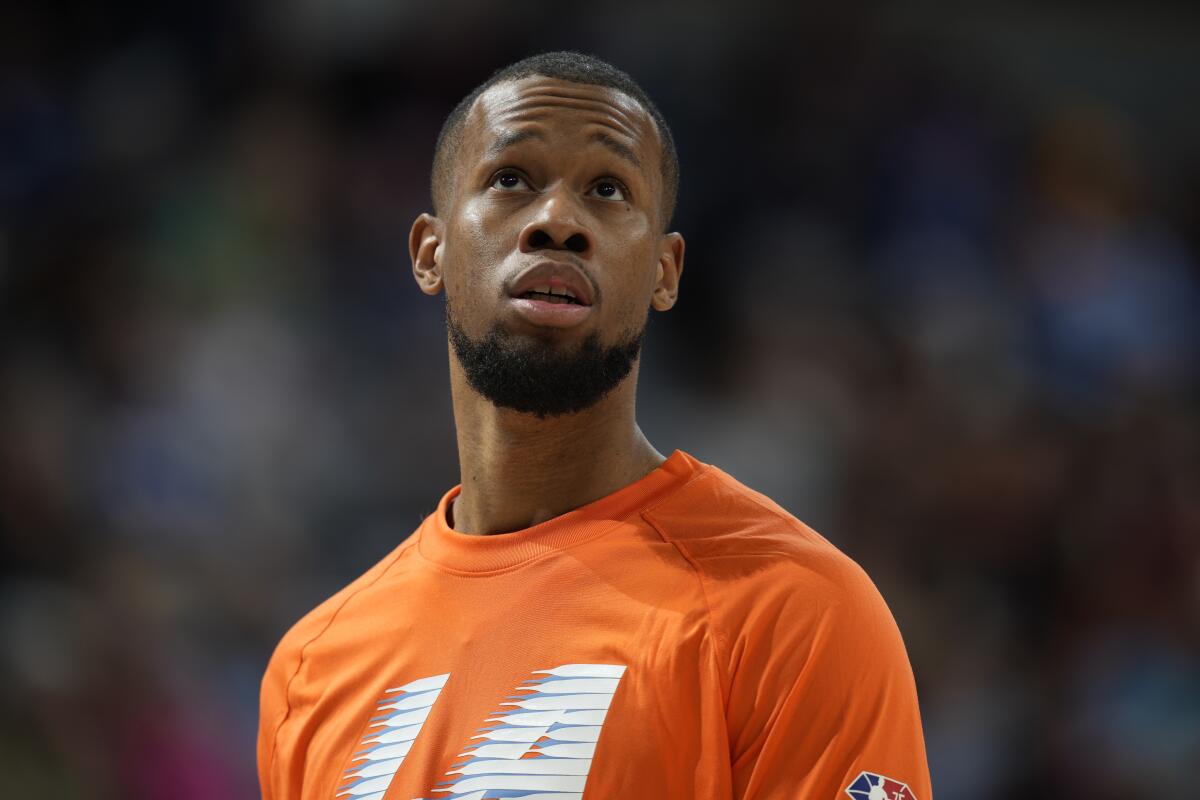 Clippers wing Rodney Hood during a game in Denver. 