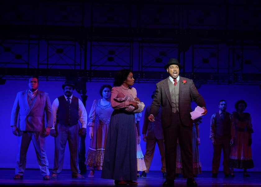 Nicole Pryor, Jay Donnell and the company of San Diego Musical Theatre's "Ragtime."