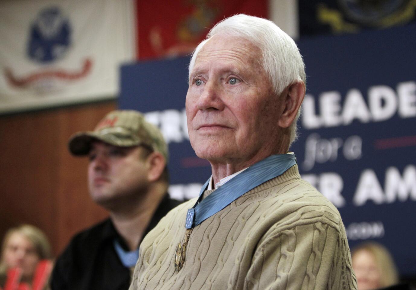 Retired U.S. Air Force Col. Leo K. Thorsness, seen here in 2016, was a highly decorated Vietnam War pilot who was shot down and held for six years at the "Hanoi Hilton" prisoner camp, where he shared a cell with Sen. John McCain. He died on May 2, 2017, at 85. Read more.