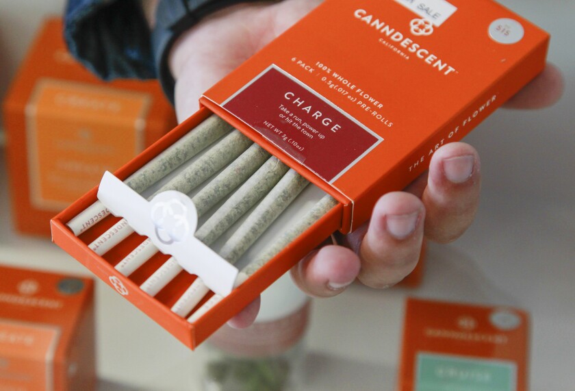Pre-rolled joints for sale at a California dispensary