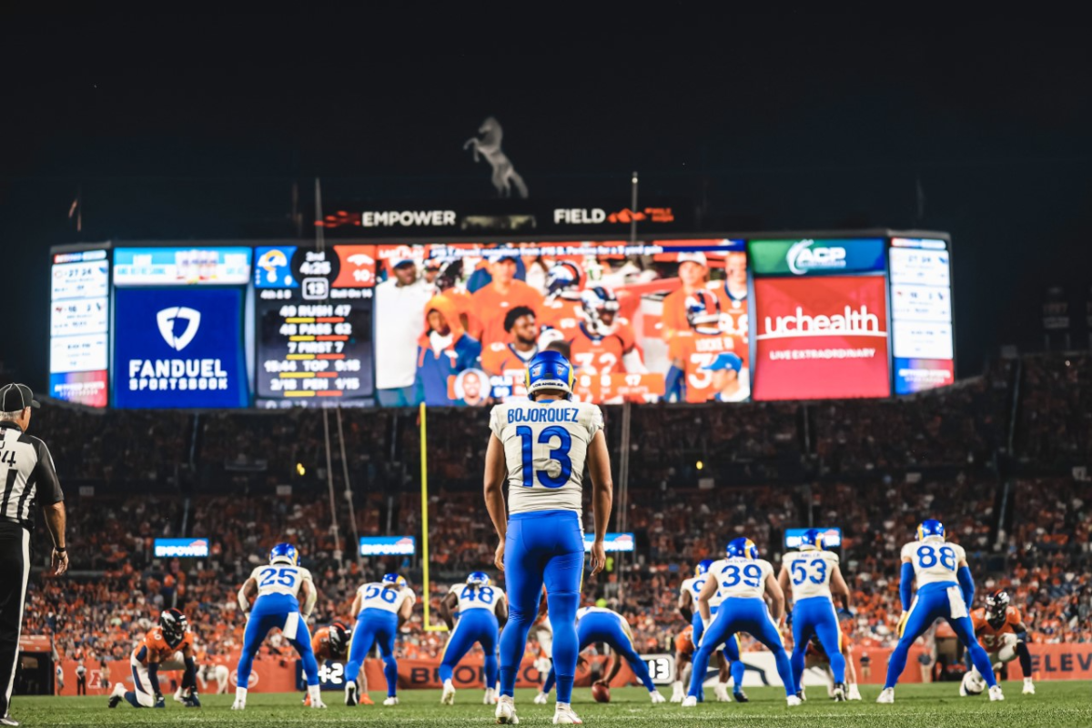 Rams punter Corey Bojorquez readies for a snap against the Denver Broncos in a preseason game.