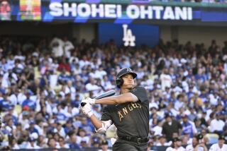 LOS ANGELES, CA - JULY 19: American League designated hitter Shohei Ohtani, of the Los Angeles Angels, bats during the 2022 MLB All-Star Game at Dodger Stadium on Tuesday, July 19, 2022 in Los Angeles, CA. (Wally Skalij / Los Angeles Times)