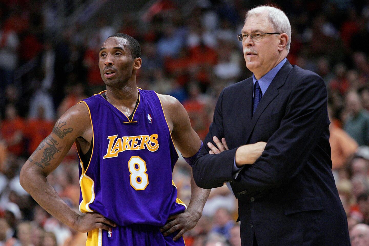 Kobe Bryant, left, and Phil Jackson in 2006.