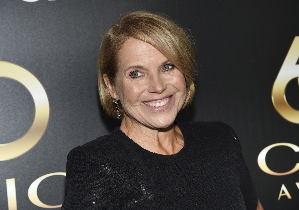 FILE - Television journalist Katie Couric attends the 60th annual Clio Awards at The Manhattan Center on Sept. 25, 2019, in New York. A new report says misinformation is hurting efforts to solve some of humanity's greatest challenges, be it climate change, COVID-19 or political polarization. The commission included experts on the internet and misinformation along with prominent names including journalist Katie Couric and Prince Harry, the Duke of Sussex. (Photo by Evan Agostini/Invision/AP, File)