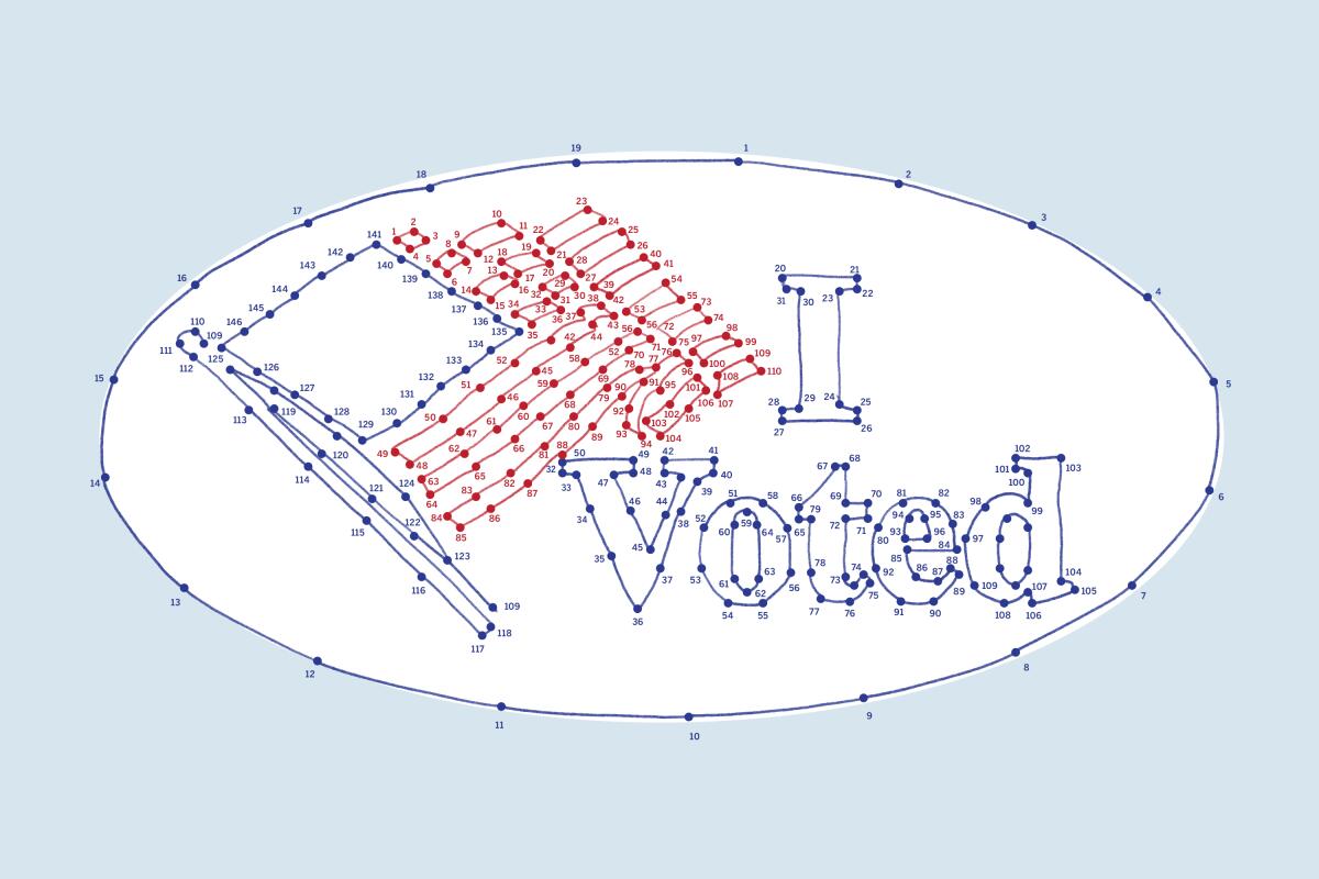 Illustration of a connect-the-dots puzzle revealing an "I Voted" sticker