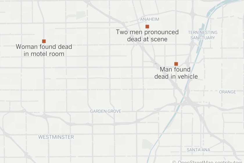 Map where four people apparently overdosed on opioids and died in about an hour in Anaheim