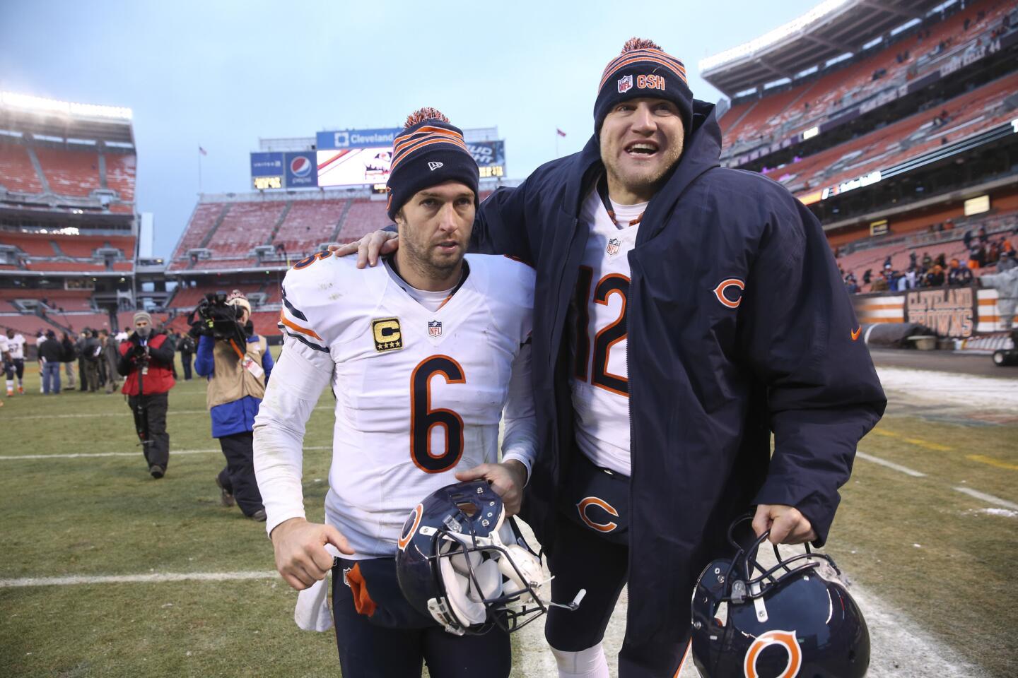 Jay Cutler and Josh McCown after the Bears' 38-31 win.