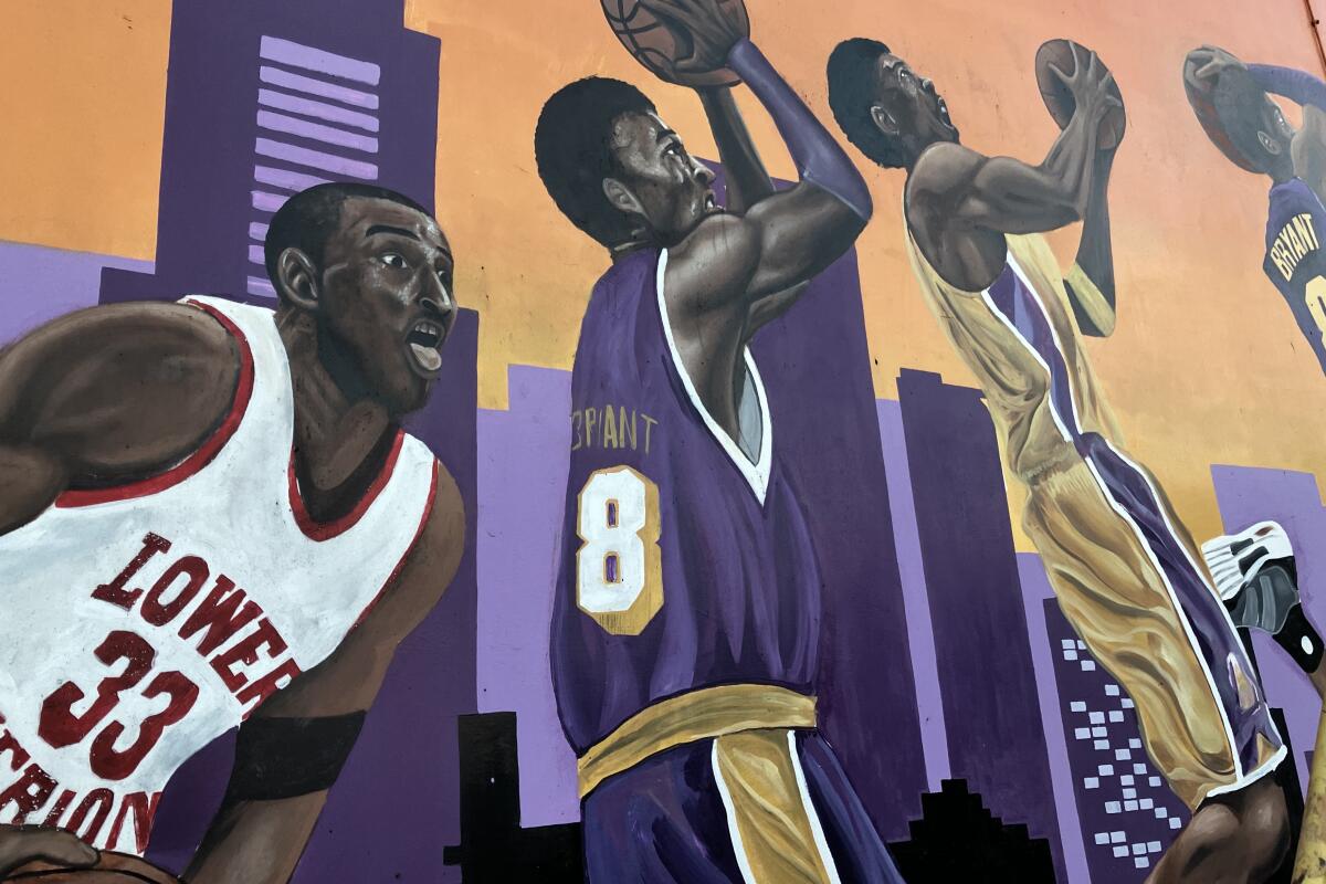 A mural at 3Ten Liquor in Torrance pays tribute to Kobe Bryant.
