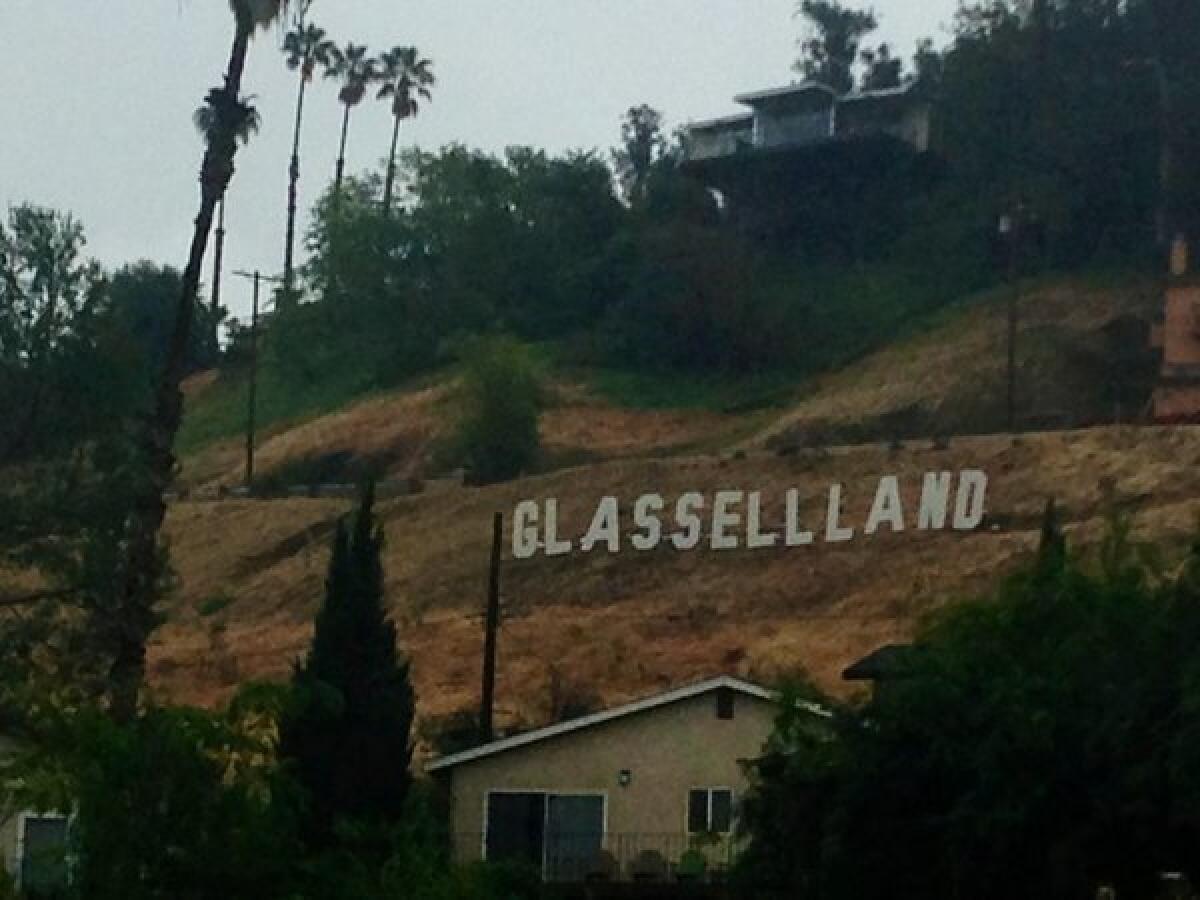 Sign on the hill above the Glassell Park Recreation Center.