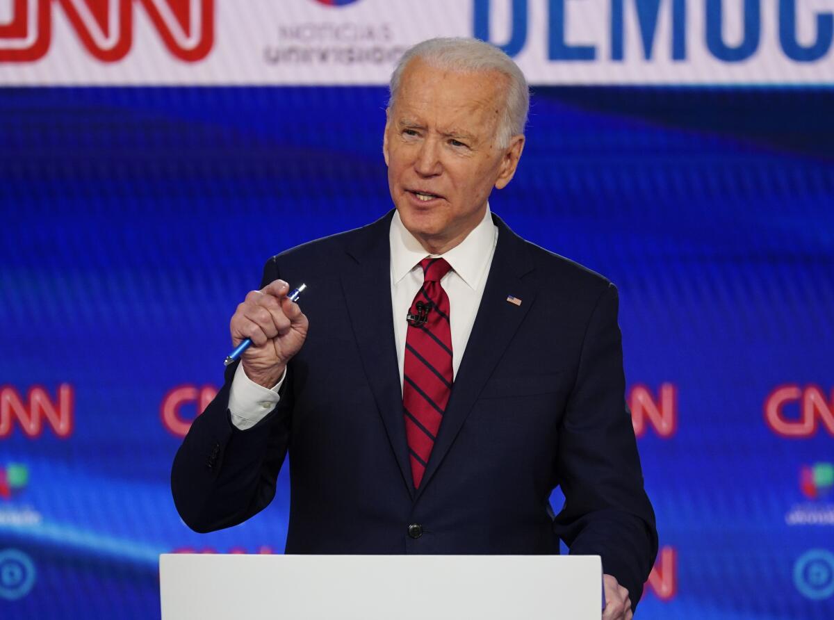 Former Vice President Joe Biden, shown at a March debate.