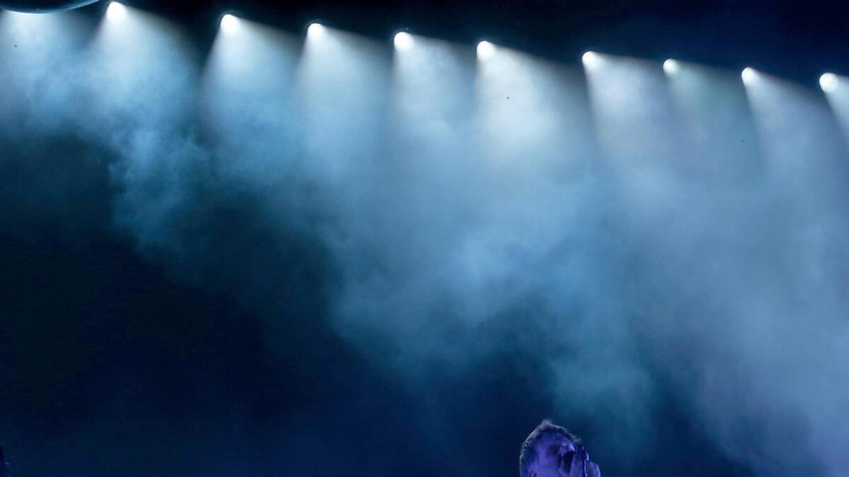 Grandfather of the Coachella sound? LCD Soundsystem's James Murphy on stage at Coachella Friday night.