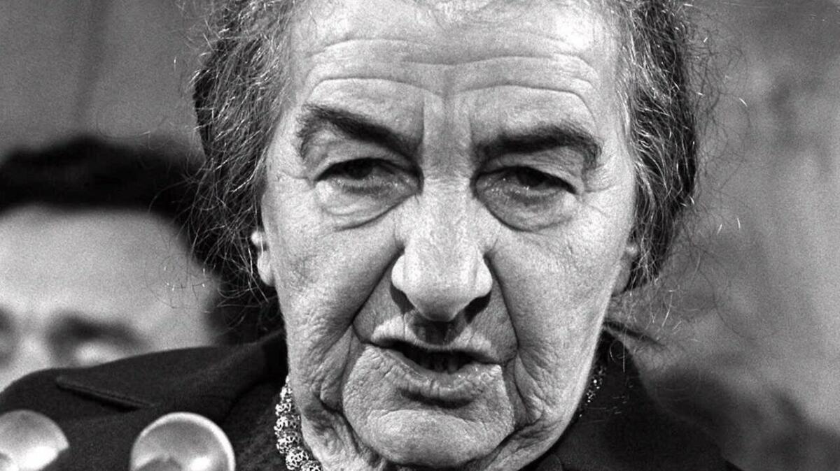 Golda Meir in 1973 as she arrives for talks with President Nixon.