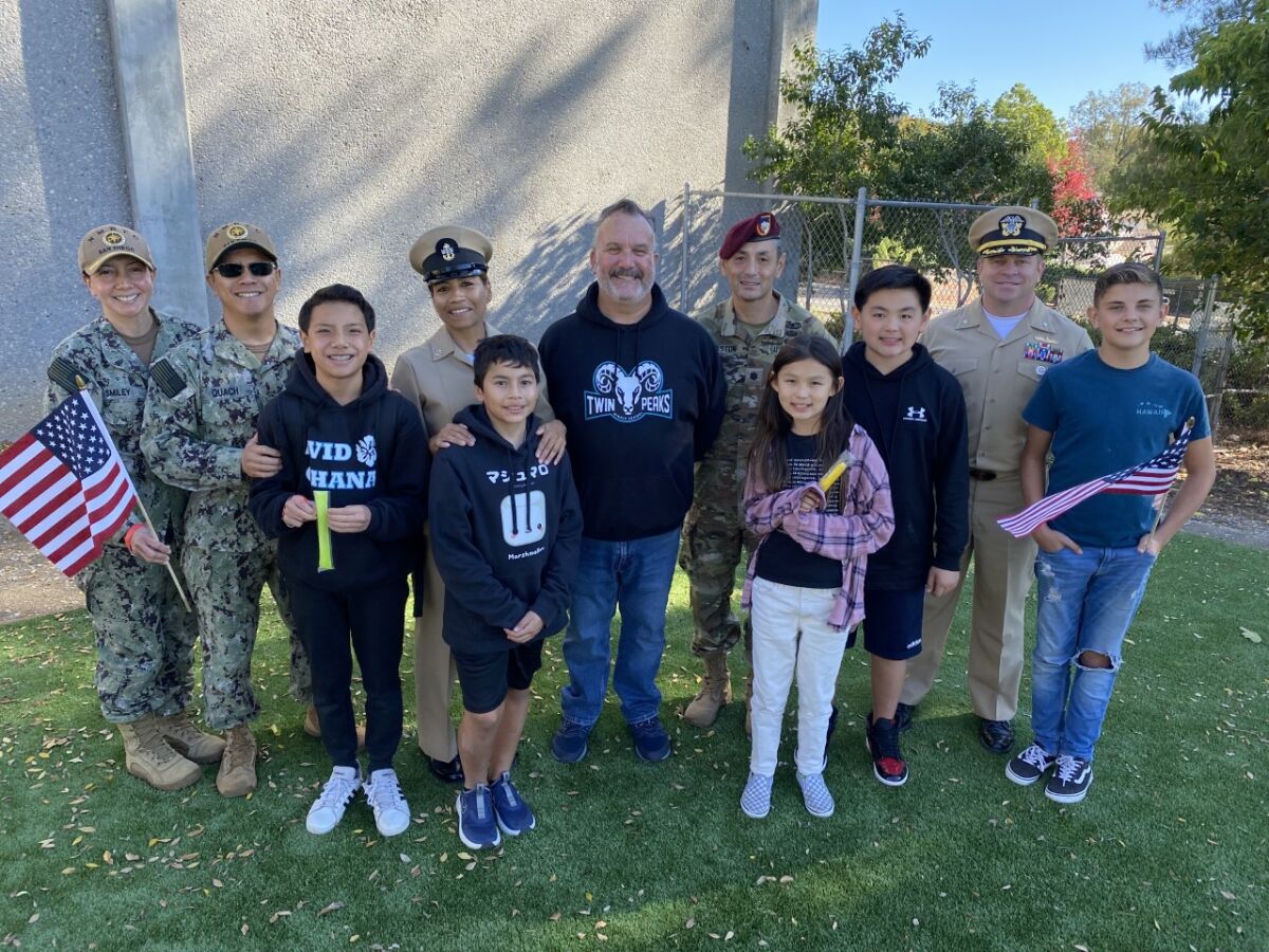 On Nov. 10, Twin Peaks Middle School honored veterans and their students with a lunch and games. 
