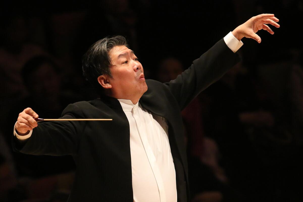 Long Yu conducts the China Philharmonic Orchestra in Walt Disney Hall.