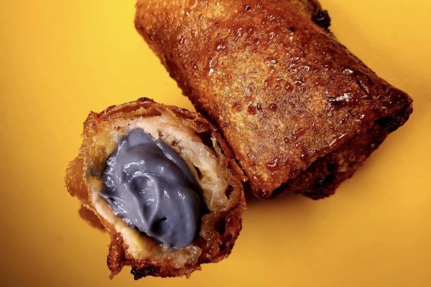 The ube custard-filled turon from Chaaste Family Market in Pasadena.
