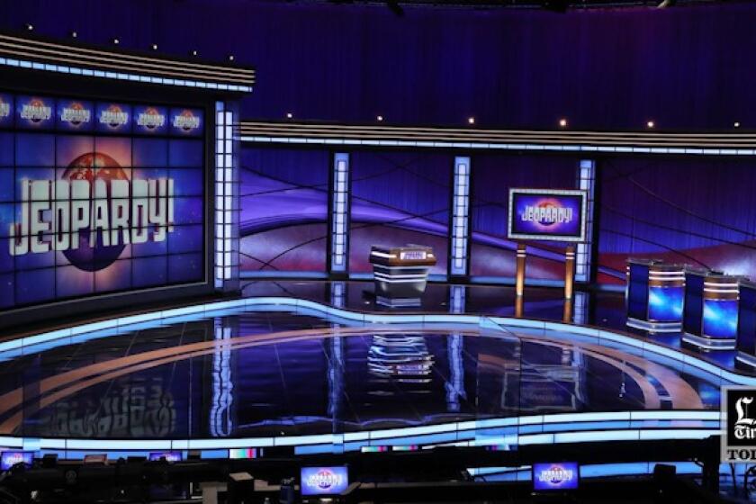 A panoramic view of the studio where "Jeopardy!" is taped