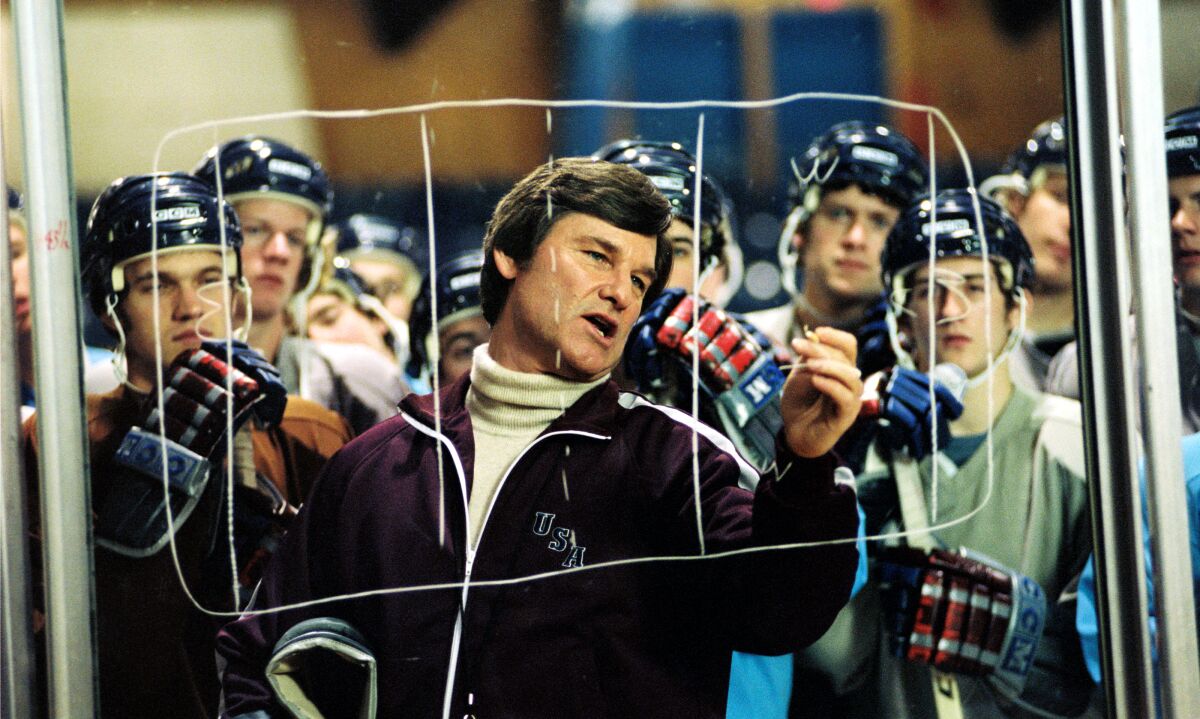 Actor Kurt Russell played coach Herb Brooks in the 2004 film "Miracle" about the United States' win over the Soviet Union in men's hockey at the 1980 Winter Olympic Games.