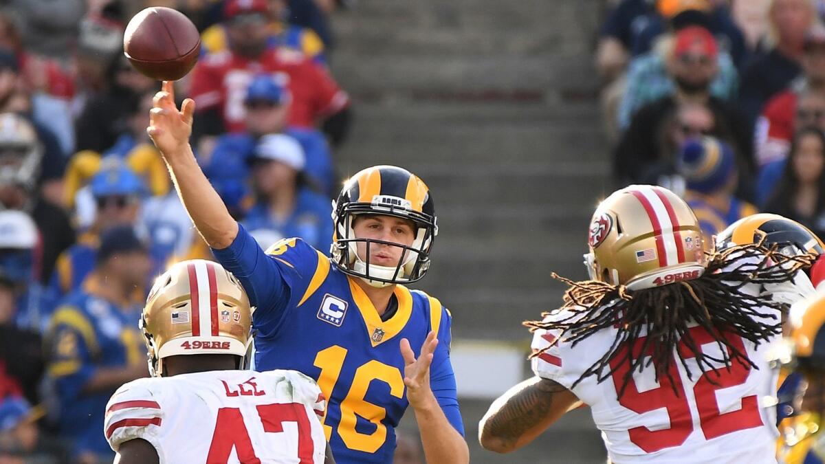 Jared Goff and the Rams will open the playoffs Saturday at home against the Dallas Cowboys.