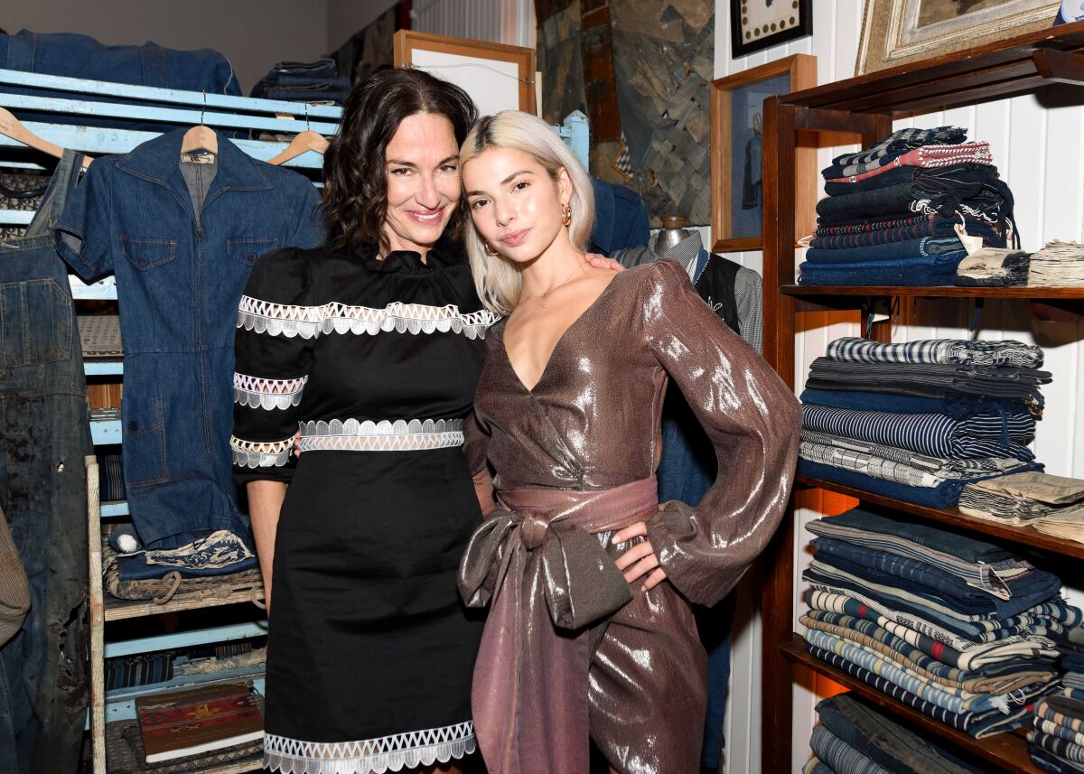 Cynthia Rowley, left, with Kit Keenan during Rowley's L.A. fashion show and event at Melet Mercantile.