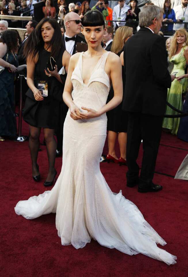 Rooney Mara's white Givenchy gown had some incredibly interesting details -- fin-like pleats at the bust and wide crisscrossing straps in back -- that will keep fashion insiders talking for months.