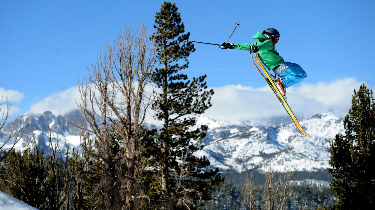 File photo: Skier flies through the air at Mammoth Mountain ski resort in 2012.