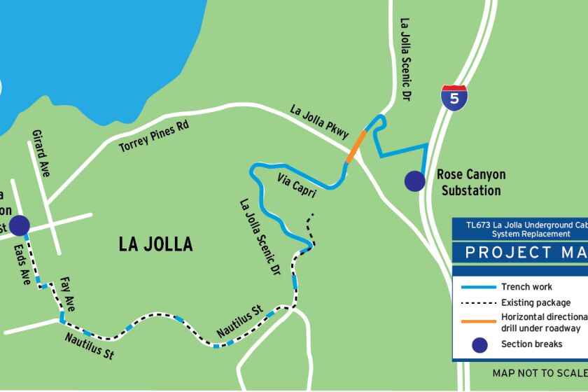A SDG&E project to underground cable lines will come up Mount Soledad along Via Capri and connect to a substation in The Village via Nautilus Street.
