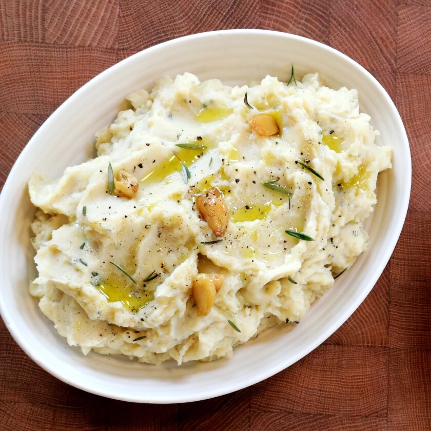 Cauliflower Mashed Potatoes with Garlic Confit from Cafe Gratitude