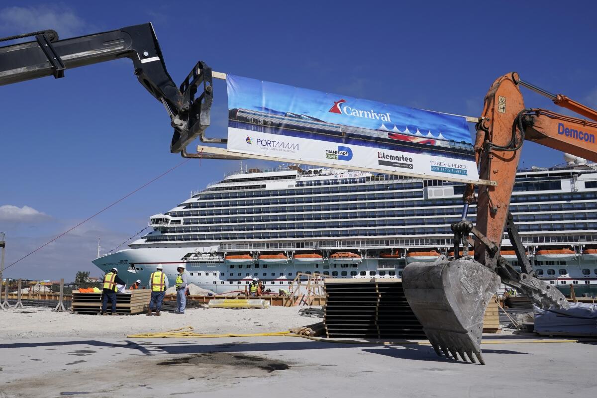 Construction proceeds on Carnival Cruise Line's new terminal in Miami. 